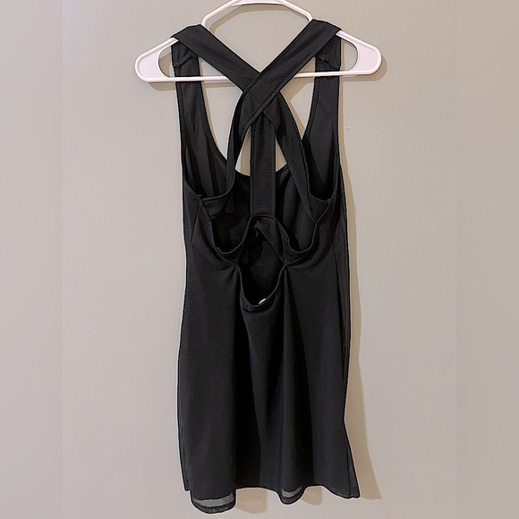 BCBGeneration little black dress open cut back size large overlay sheer - Picture 3 of 5